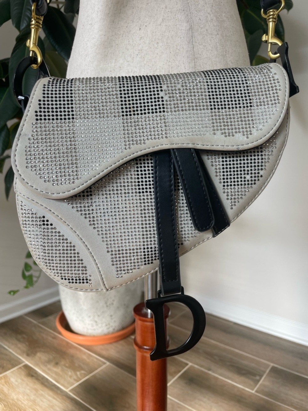 Saddle Bag with Checked Branded Strap - Picture 10 of 17